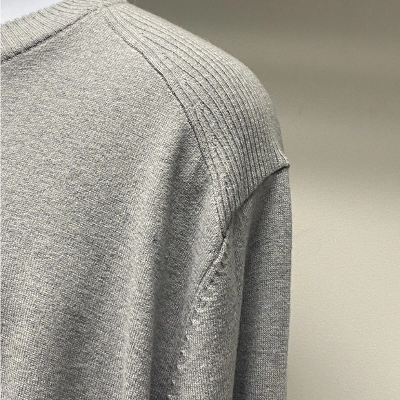 The North Face gray WOOL SWEATER slouchy long Crew Neck Knit Mens Ribbed neutral - Picture 12 of 15